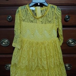 Mustard Yellow Lace Dress